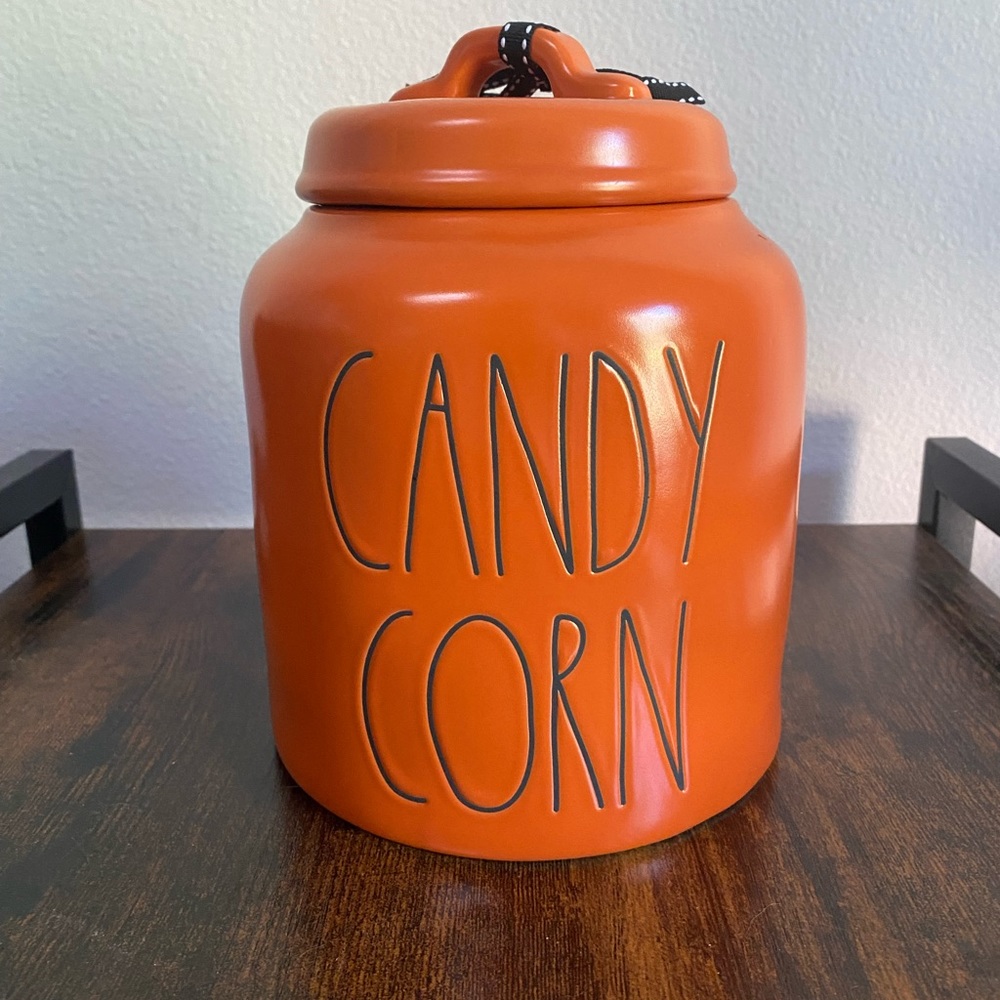 Rae Dunn Orange “candy corn” chubby canister. Halloween